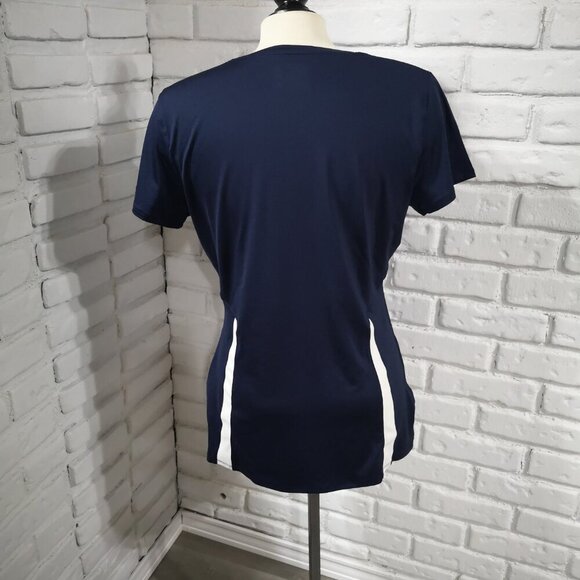 Under Armour Heat Gear Ladies Size Large Navy & White Short Sleeve T-shirt - Picture 2 of 10